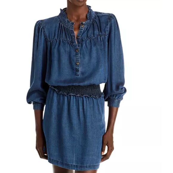Rails Shawna Mini Dress Small Dark Vintage Blue Black Eco Collection Small $228 - Picture 11 of 13